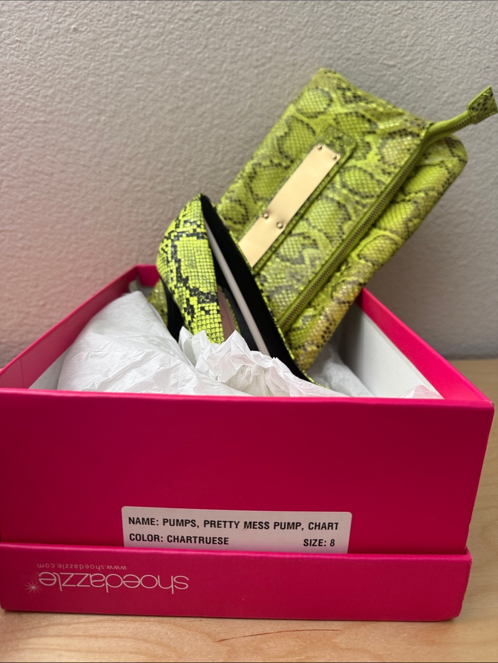 Neon Snake Print shoe and bag